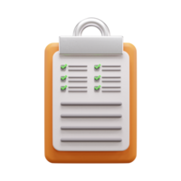 checklist document 3d illustration icon or Clipboard document 3d illustration icon png