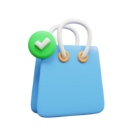 Shopping bag 3d icon illustration or online shopping chart 3d illustration or online shopping concept icon png