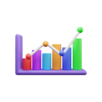 Business growth up graph 3d icon illustration or business success graph 3d icon illustration or business investment graph 3d icon png