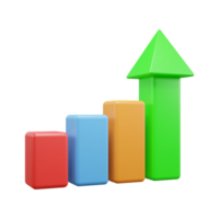 Business growth up graph 3d illustration icon or business success graph 3d icon or Business investment graph 3d icon png