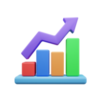 Business growth up graph 3d illustration icon or business success graph 3d icon or Business investment graph 3d icon png