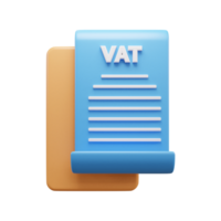 Business Tax Document 3d illustration icon or Business vat paper 3dillustration icon png