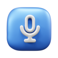 Voice 3d illustration icon or microphone 3d icon illustration or voice recording icon 3d illustration or 3d multimedia icon illustration png