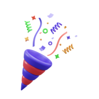 Birthday party popper confetti 3d icon or Party Popper with confetti 3D Icon or celebration popper confetti 3D Icon png