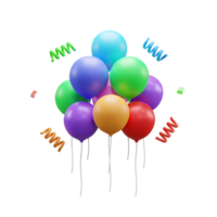 fête des ballons 3d icône illustration ou fête fête des ballons 3d icône ou anniversaire fête ballon 3d icône png