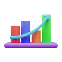 o negócio crescimento acima gráfico 3d ilustração ícone ou o negócio sucesso gráfico 3d ícone ou o negócio investimento gráfico 3d ícone png