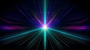Abstract multicolor neon glowing line, Technology background, Generative AI illustration photo