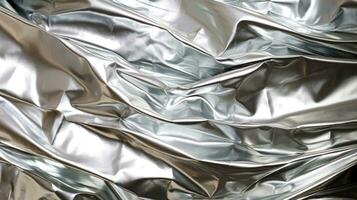 Close up of silver object, silver foil metallic wall, Generative AI illustration photo