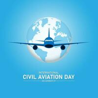 internacional civil aviación día diciembre 07 antecedentes vector ilustración