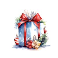 Watercolor Christmas Gifts Clipart, Christmas Watercolor Presents. AI Generated. png