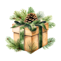 acuarela Navidad regalos clipart, Navidad acuarela presenta ai generado. png