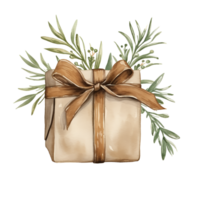 Watercolor Christmas Gifts Clipart, Christmas Watercolor Presents. AI Generated. png