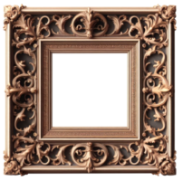 Square baroque picture frame mockup isolated. AI Generative png