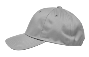 blanco gris béisbol gorra aislado en transparente antecedentes. modelo burlarse de arriba. lado vista. ai generativo png