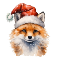 Fuchs tragen Winter Kleider zum Weihnachten Fall. Aquarell Stil. ai generiert png