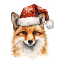 Fox Wearing Winter Clothes For Christmas Event. Watercolor Style. AI Generated png