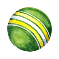 Watercolor illustration of a rubber green ball. Toy for kindergarten or schoolchildren. png