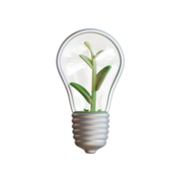 3d ampoule lampe plante . vert énergie icône, nettoyer énergie, environnement alternative renouvelable énergie. png