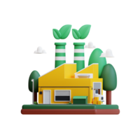 eco fábrica. 3d verde energia ícone, limpar \ limpo energia, de Meio Ambiente alternativo renovável energia. png