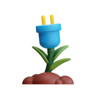 plants and plugs. 3d Green Energy icon, Environmental Alternative renewable Energy. png