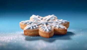 Homemade gingerbread cookies, sweet treats for winter celebration generated by AI photo