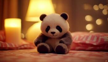 Cute teddy bear, softness and fur, indoors, decoration, no people generated by AI photo