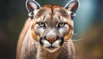 Close up of a cute feline, a big cat staring at camera generated by AI photo