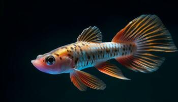 Colorful fish swim gracefully in a vibrant underwater world generated by AI photo