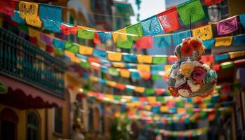 multi de colores decoración celebra tradicional festival, culturas, y religión al aire libre generado por ai foto
