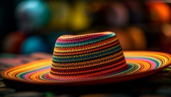 de moda Paja sombrero agrega elegancia a verano ropa al aire libre generado por ai foto