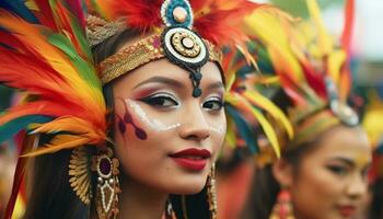 A colorful celebration of beauty and culture with indigenous women generated by AI photo