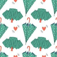 Hand drawn umbrella pattern. Cute and colorful vector umbrella seamless pattern for kids clothing and paper products. Vector illustration