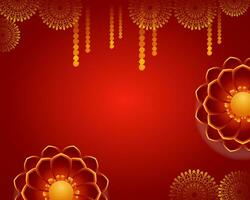 Traditional diya decoration background, Happy diwali red theme photo