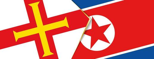 Guernsey and North Korea flags, two vector flags.