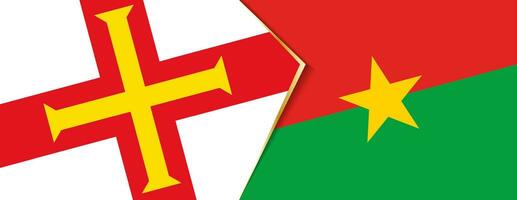 Guernsey and Burkina Faso flags, two vector flags.