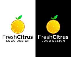 Natural fresh citrus fruit logo design. vector