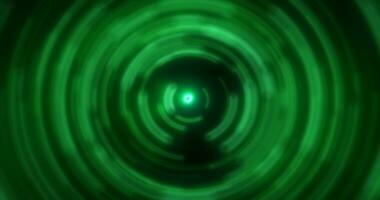Abstract background of bright green glowing energy magic radial circles of spiral tunnels made of lines photo