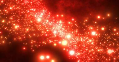 Abstract orange red energy particles and waves magical bright glowing futuristic hi-tech with blur effect and bokeh background photo