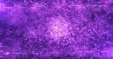 Purple background of many blurred circles with bokeh effect of energy magical glowing particles and light lines abstract background photo