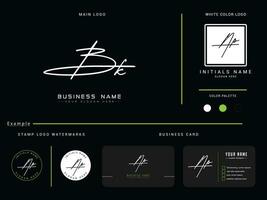floral bk firma letra logo, inicial bk logo icono y marca para negocio vector