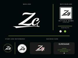 Monogram Zc Logo Vector, Initial Apparel Zc cz Luxury Fashion Logo Letter Design vector