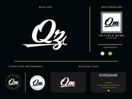 Minimalist Qz Luxury Apparel Logo, Unique QZ Logo Icon With Branding For Clothing Business vector