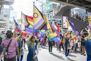 Bangkok, Thailand - JUN 4, 2023 Siam Center The World of Freedom and Pride 2023, The short action and atmosphere of people joins celebrations in the event. photo