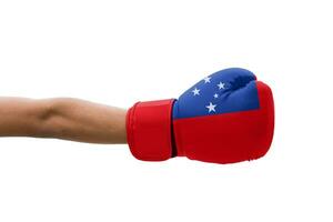 3D Flag on boxing gloves photo