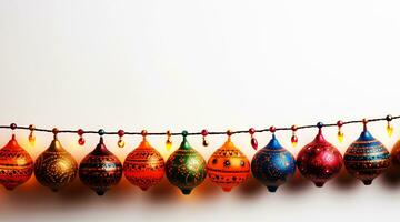 Colorful Christmas Ornaments Hanging on a String photo