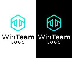 Letter WT monogram hexagon shape logo design. vector