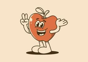 mascota personaje ilustración de contento manzana Fruta vector