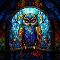 Owl in stained glass style photo