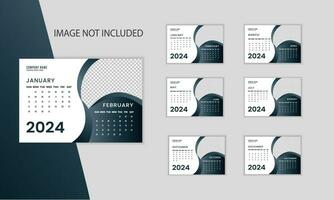 Desk calendar for 2024 year in clean minimal style. vector