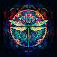 Dragonfly in stained glass style photo